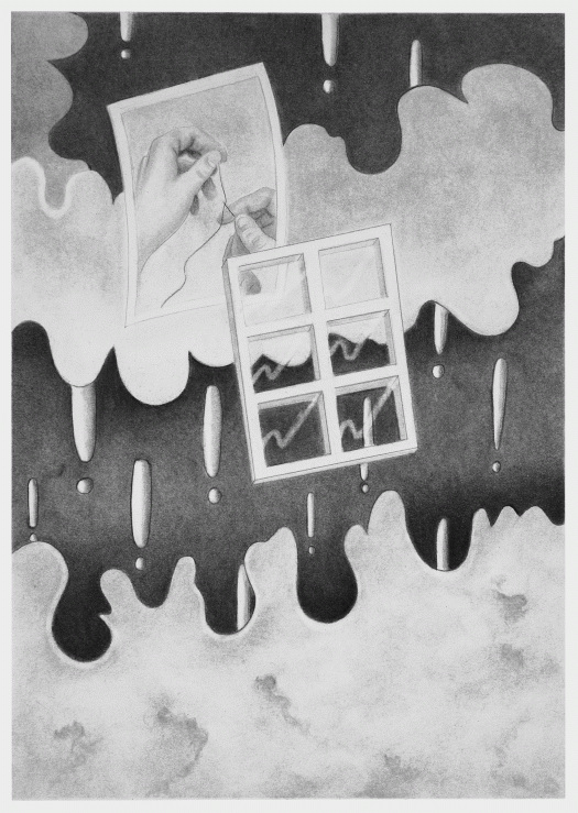 Céline-Notheaux,-Le-chat-de-l'aiguille,-2021,-fusain,-pierre-noire-sur-papier,-24-x-34-cm